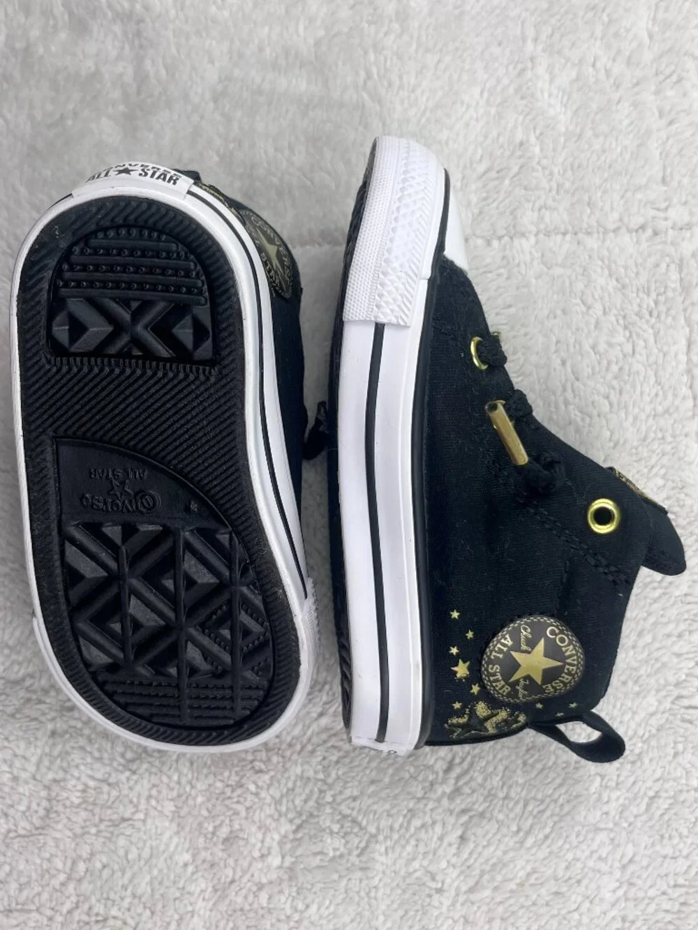 Converse Chuck Taylor All Star Street High Top Sneakers Baby Size 6 Black Gold